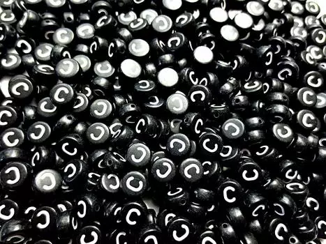 500 pieces Alphabet Pattern Beads Circular Flat Black 7mm Craft Material Huey h1433s57 [C]