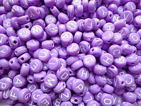 500 Pieces Alphabet Pattern Beads Round Flat Purple 7mm Craft Materials Huey H1483S83