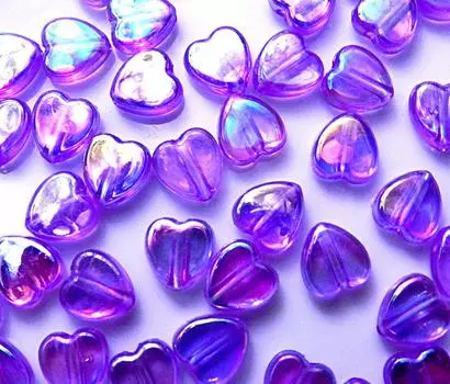 500 Pieces Aurora Heart Shape Acrylic Beads Flat Purple 9mm Crafts Handicraft Supplies Jewelry Accessories Parts Huey Handicraft Materials Huey