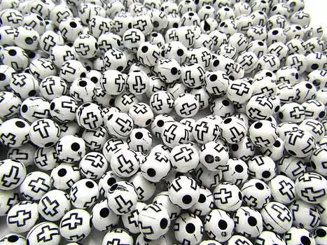 500 Pieces Cross Pattern Acrylic Beads Round Balls 8mm White Craft Materials Huey H1383S80
