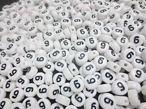 500 pieces Number pattern beads circular white 7mm handicraft materials Huey h562 [6]