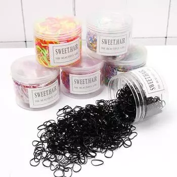 500 прочных черных резинок для волос для детей — бережные к волосам, прочные, толстые, одноразовые