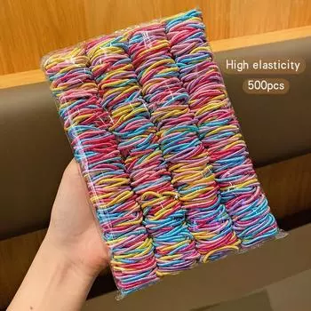 500 разноцветных маленьких резинок, подходящих для ежедневного использования в качестве резинок для волос и аксессуаров