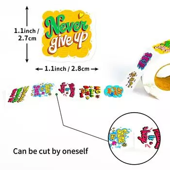 500 Rolls Color Inspirational English Series Roll Stickers Gift-Giving Diy Hand Account Mobile Phone Children S Cartoon Stickers