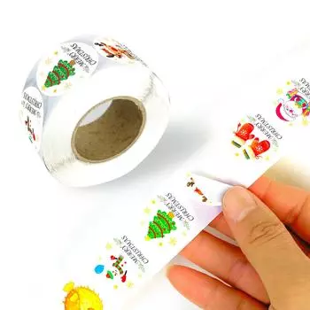 500 Sheets/roll Christmas Sticker Envelope Sealing Cartoon DIY Sticker Children s Holiday Gift Packaging Roll Sticker