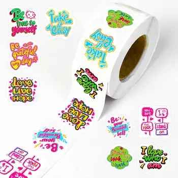 500 Sheets/Roll English Graffiti Roll Sticker Inspirational Phrases Children S Learning Materials Personality Creativity Roll Sticker