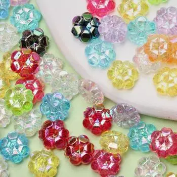 500 шт. 10 мм браслет, разноцветные свободные бусины, акриловые случайные смешанные AB прозрачные бусины для изготовления ювелирных изделий своими руками, ожерелье, бусины в виде сливового цветка