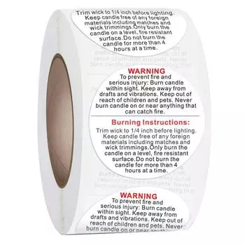 500 шт. 1 дюйм предупреждающие этикетки для свечей, наклейки, черные, белые, очаровательные предупреждающие упаковочные этикетки, декоративные уплотнительные наклейки белый