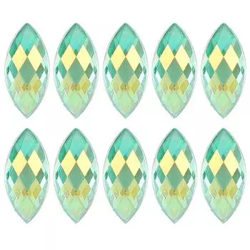 500 шт. AB Конский глаз Стразы имитация с плоской основой светло-зеленого цвета Кристалл 7 x 15 мм