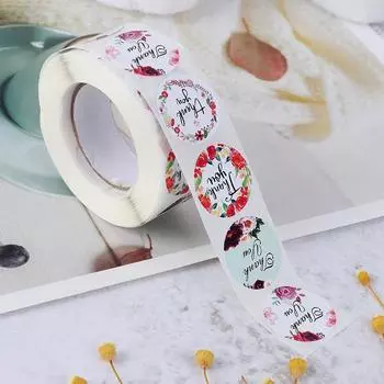 500 шт. благодарственных наклеек с цветком для свадебной вечеринки