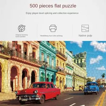 500 шт. головоломка для взрослых, пейзаж, город, картина маслом, детская игрушка с животными