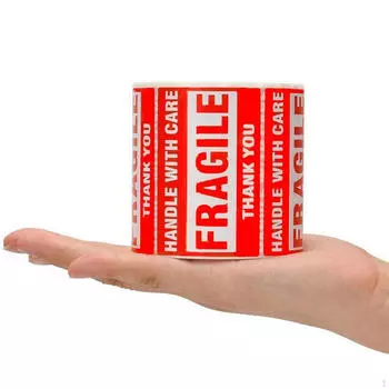 500 шт. Хрупкие наклейки рулонная упаковка предостережение упаковка этикетки для доставки предупреждение