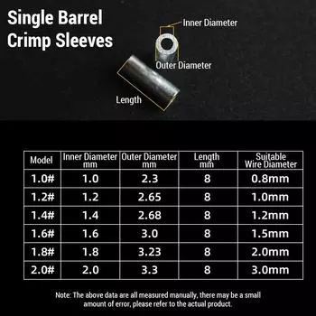 Комплект соединителей для алюминиевых обжимных гильз, 5 размеров, одинарные и двойные обжимные гильзы для рыбалки 250pcs