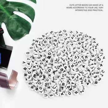 500 шт. круглые акриловые бусины с одной буквой AZ, белые бусины, браслет, ожерелье, аксессуары
