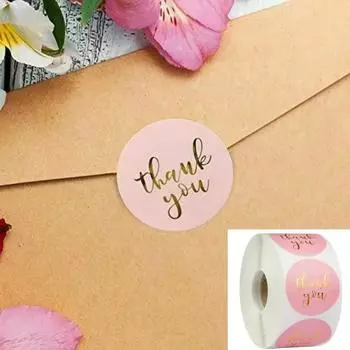 500 шт. Круглые розовые наклейки для деловых этикеток, бумажные милые наклейки с благодарностью для выпечки, упаковочные этикетки, канцелярские наклейки