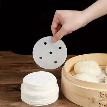 500 шт., маленькие бамбуковые подложки для пароварки, пищевая силиконовая антипригарная бумага для пароварки, бумага для выпечки с маслом, перфорированный мини-коврик для пароварки (3дюйма/4дюйма) 500pcs