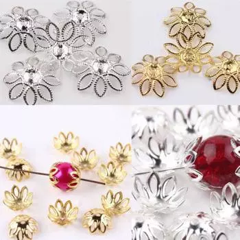 500 шт металлические филигранные цветочные бусины заглушки для изготовления ювелирных изделий своими руками 6 мм 500 pcs серебряный