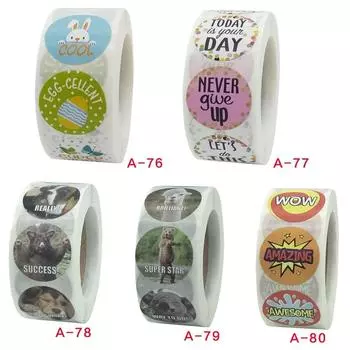 500 шт., мотивационные наклейки, рулон для детей, школьных наград, студентов, учителей, наклейки с милыми животными, этикетки