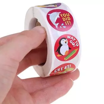 500 шт. Наградные наклейки. Поощрительные наклейки. Детские наклейки. Милые животные.