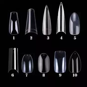 500 шт., накладные ногти в виде гроба, прозрачные натуральные типсы, полное покрытие, накладные акриловые шпильки, балерина, ногти, пресс на ногтях