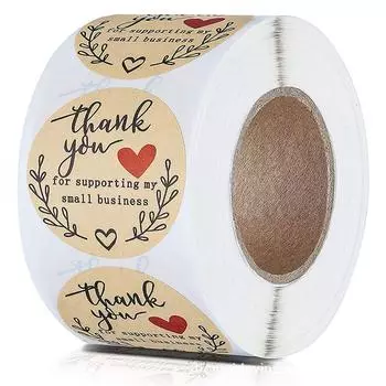 500 шт. наклейка «Спасибо» в форме сердца ручной работы круглая наклейка из крафт-бумаги с печатью и этикеткой 500pcs
