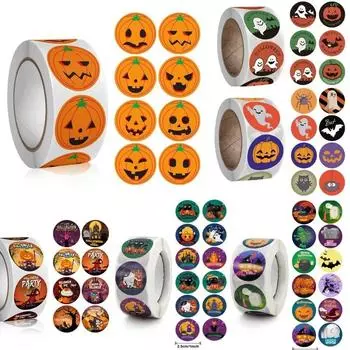500 шт. наклейки на Хэллоуин, тыква, привидение, летучая мышь, благодарность, печать, наклейка для конфет, сумка для скрапбукинга, подарочная коробка, этикетка, украшение