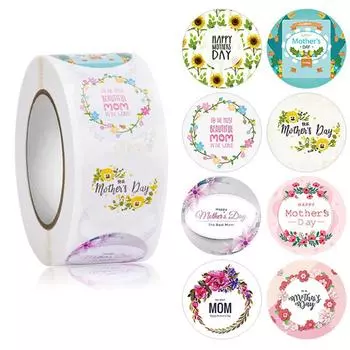 500 шт. Наклейки с Днем матери, наклейки с цветочными печатями, подарок на День матери 45