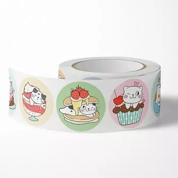 500 шт., наклейки с изображением кота, круглые клейкие этикетки для детей, декоративные наклейки