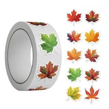 500 шт. Наклейки с осенними кленовыми листьями, самоклеящиеся наклейки в рулоне, наклейки с осенними листьями для Дня благодарения, урожая, конвертов, дневника, скрапбукинга