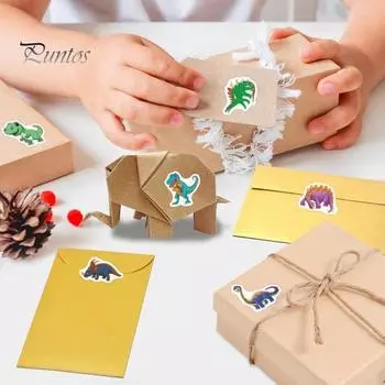 500 шт. наклейки с животными в рулонах, милые акварельные рисунки динозавров, легко очищающиеся самоклеящиеся декоративные наклейки для детей Dinosaur