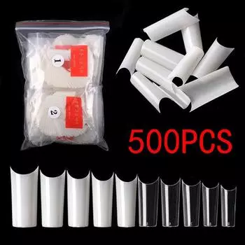 500 шт. ногтей, половина французских накладных ногтей, акриловые УФ-гель для маникюра, французский маникюр, часть готового поста, сделай сам 500PCS