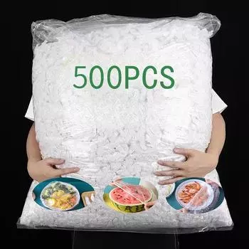 500 шт. одноразовая пищевая пленка Saran Wrap, пищевая сумка для хранения фруктов и овощей, эластичная кухонная сумка для хранения свежей пленки