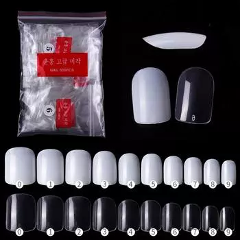 500 шт./пакет французские полупокрытые накладные ногти акриловые УФ-гель DIY #0-9 размер наращивание ногтей маникюрные инструменты 500PCS
