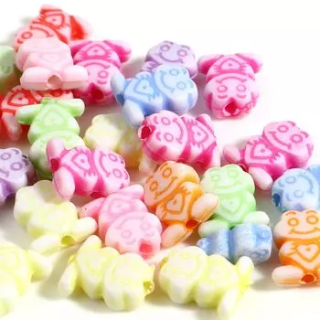 500 шт. Пластиковые бусины в форме лягушки, пастельные цвета, ассорти из 10 мм, ремесленные принадлежности для рукоделия, ювелирные аксессуары, детали h3128s486, приблизительно. Отверстие: приблизительно. 1,7 мм