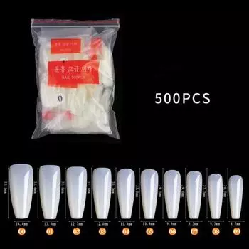 500 шт. плоские ногти, простые в использовании, натуральные цветные пластиковые накладные ногти с плоской головкой Clear