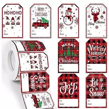 500 шт. праздничные рождественские подарочные бирки, наклейки для упаковки подарков, рождественские декоративные наклейки, самоклеящиеся рождественские бирки, наклейки A1