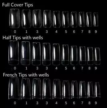 500 шт., прозрачные накладные ногти, акриловые накладные ногти, полное покрытие, половина накладных ногтей, французские накладные ногти, инструмент для наращивания ногтей, маникюрный инструмент