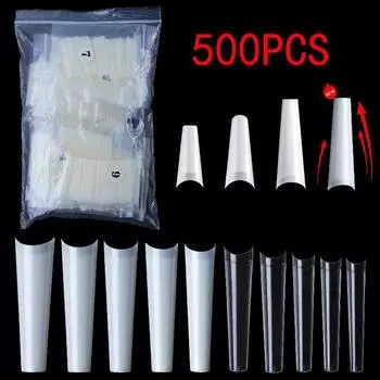 500 шт. прозрачные накладные ногти-стилеты акриловые балерины длинные накладные ногти полупокрытие гроб профессиональный накладной художественный ноготь 500PCS