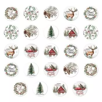 500 шт. Рождественские наклейки, рулон, рождественские этикетки, наклейки, декор 2025 г., Веселые рождественские мультяшные упаковочные украшения one size