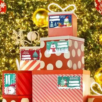 500 шт. Рождественские подарочные бирки, наклейки для рождественских подарков, самоклеящаяся упаковочная бумага со снеговиком и Санта-Клаусом, подарочная бирка для украшения подарочного пакета 500pcs