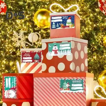 500 шт. Рождественские подарочные бирки, наклейки для рождественских подарков, самоклеящаяся упаковочная бумага со снеговиком и Санта-Клаусом, подарочная бирка для украшения подарочного пакета 500pcs