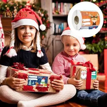 500 шт. Рождественские подарочные бирки, наклейки для рождественских подарков, самоклеящаяся упаковочная бумага со снеговиком и Санта-Клаусом, подарочная бирка для украшения подарочного пакета 500pcs