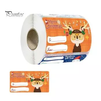 500 шт. Рождественские подарочные бирки, наклейки для рождественских подарков, самоклеящаяся упаковочная бумага со снеговиком и Санта-Клаусом, подарочная бирка для украшения подарочного пакета 500pcs