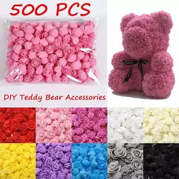 500 шт., розы 3,5 см, полиэтиленовые розы, свадебный декоративный рождественский декор для дома, коробка подарков своими руками, искусственные цветы красный