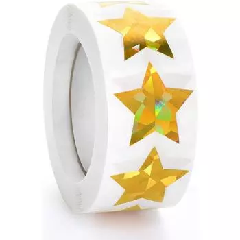 500 шт./рулон, 1 дюйм, большие голографические наклейки с золотой звездой для детей, награды, металлические наклейки со звездами из фольги для диаграммы поведения, планировщиков и принадлежностей для учителей C-76-25*25mm/1inch