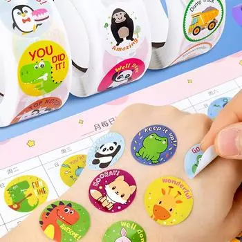 500 шт./рулон детские креативные мультяшные наклейки школьники милые животные поощрительные наклейки скрапбукинг украшения
