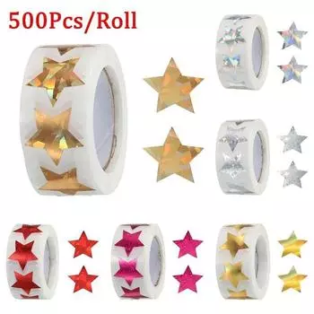 500 шт./рулон изысканные лазерные пустые наклейки с пятиконечной звездой украшения ручной работы для праздника, дня рождения, вечеринки, уплотнительная этикетка, наклейка