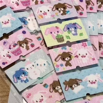 500 шт./рулон Креативные периферийные устройства Заметки для ручного учета Декоративные наклейки для запечатывания Повторяющиеся Каваи Сахарные кролики Мультяшные наклейки-этикетки one size