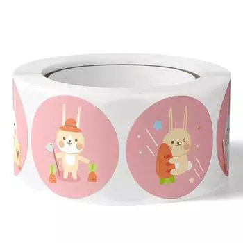 500 шт./рулон кролик спасибо наклейки подарочный декор печать этикетки дети награда наклейка