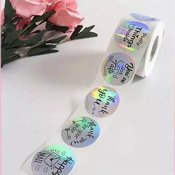 500 шт./рулон круглые лазерные английские подарочные уплотнительные наклейки с водонепроницаемой этикеткой для свадьбы и праздника